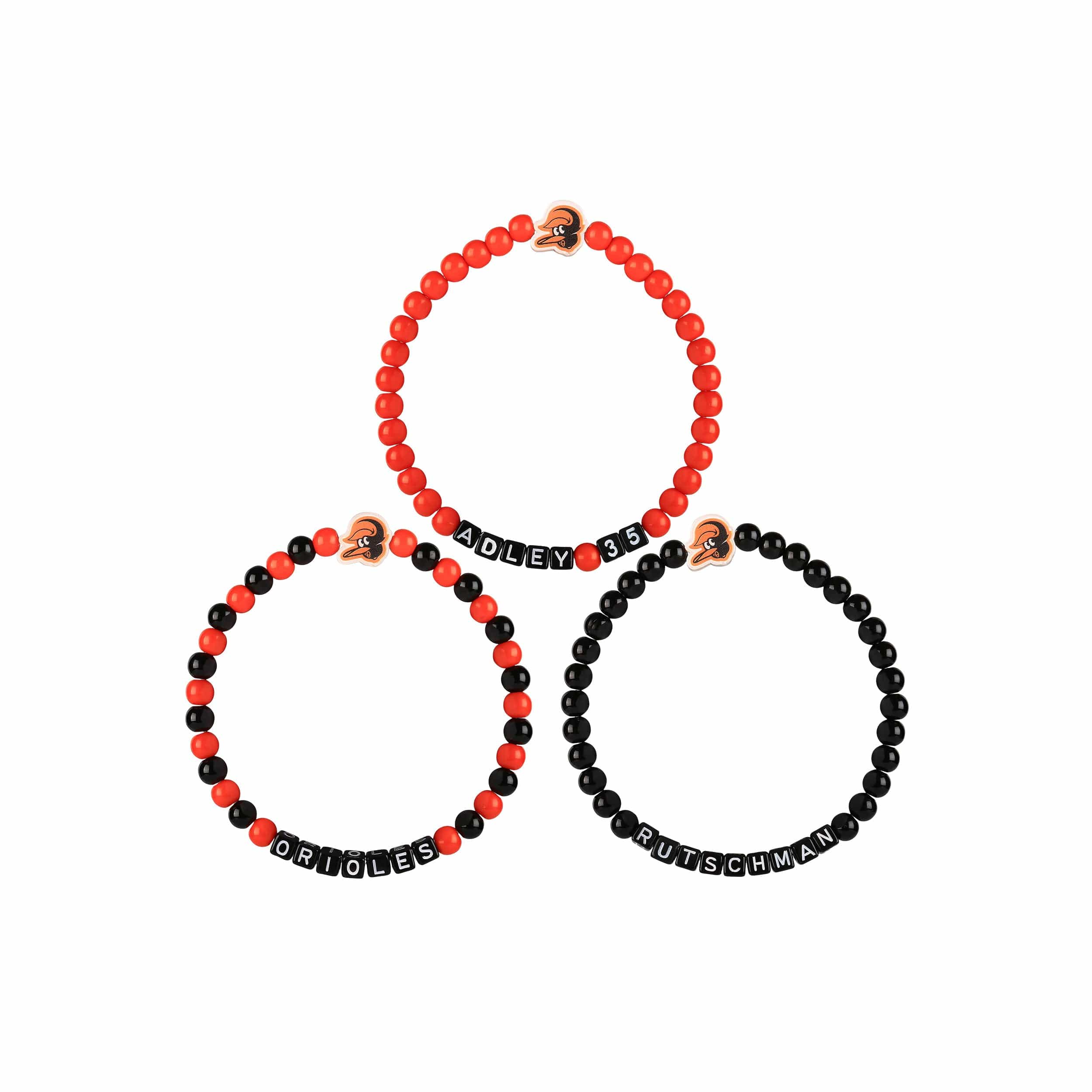 Baltimore Orioles MLB Adley Rutschman 3 Pack Player Beaded Friendship Bracelet - Image 3